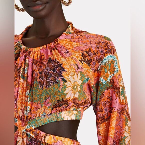 ALC Izzy Cutout Dress Orange Multi Georgette ALine Mini Dress - Picture 2 of 6